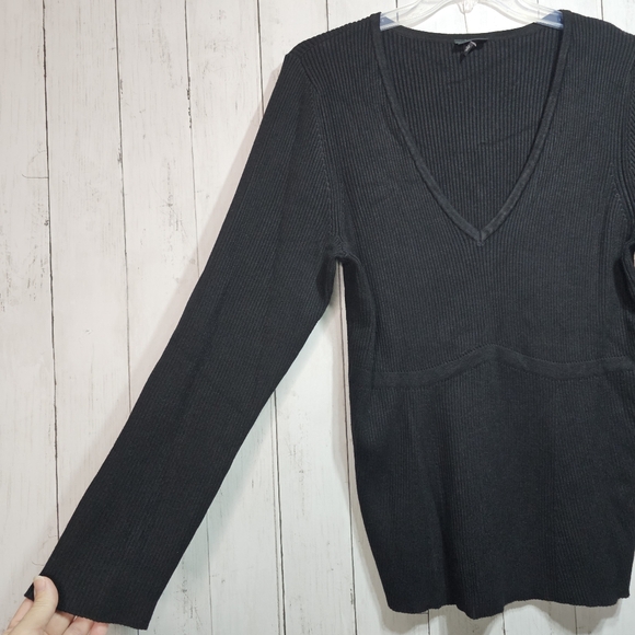 Torrid Women's Black Ribbed V-Neck Rayon Knit Sweater Size 3X Long Sleeve. - Picture 5 of 10